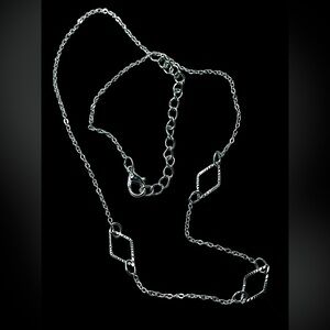 Silver Tone Geometric Station Necklace | Minimalist Layering Chain